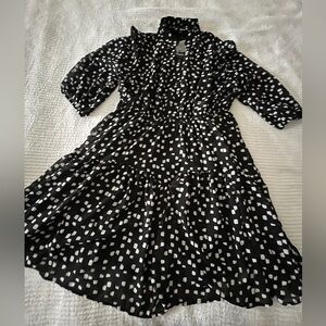 TORRID Black & Print Chiffon Button Front Collared Tiered Dress Size 1X New